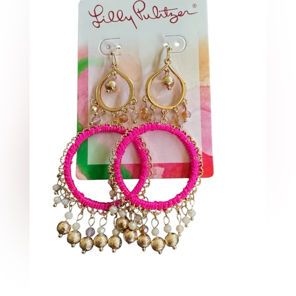 Lilly Pulitzer Beachcomber‎ Earrings Raz Berry NWT